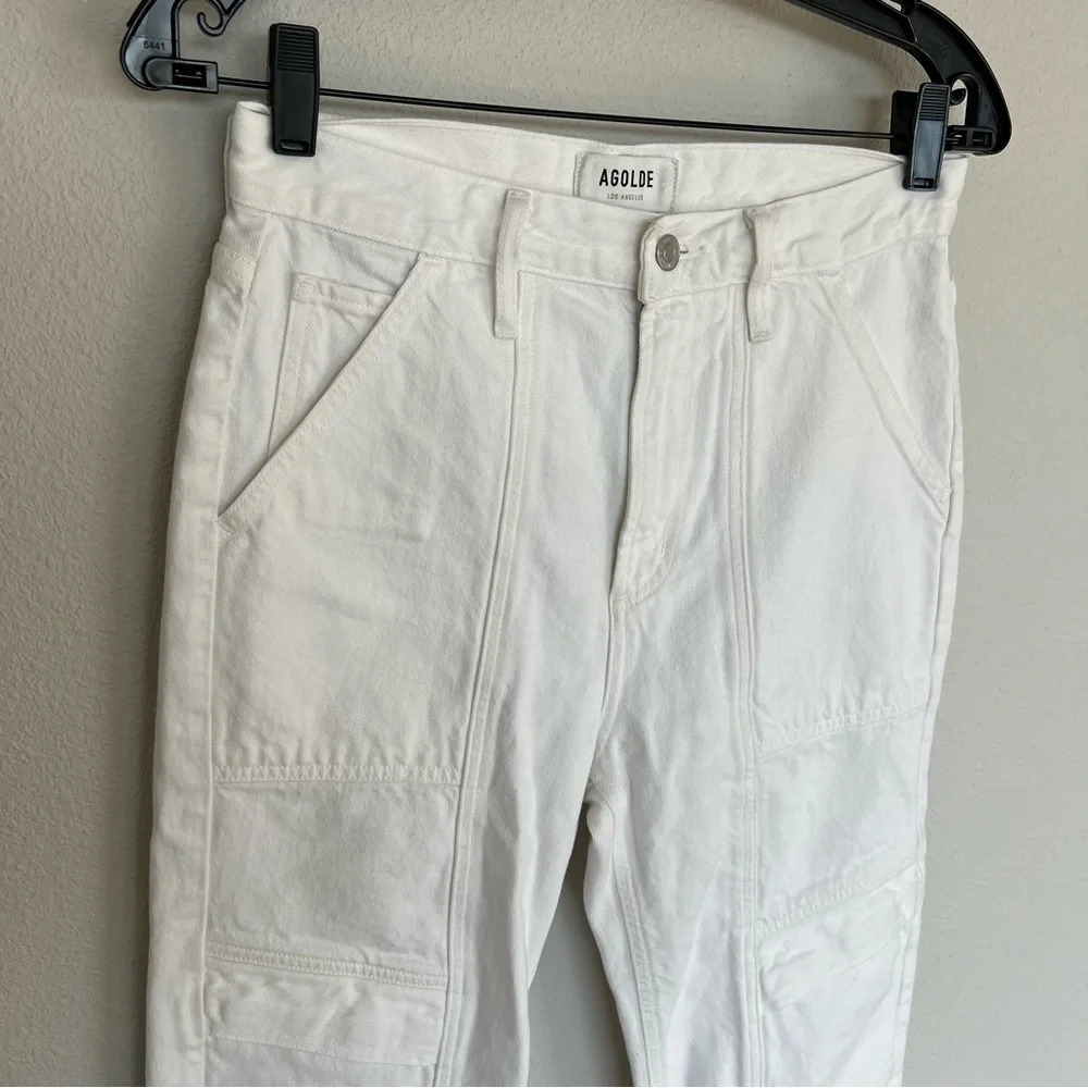 NWOT AGOLDE Cooper Cargo Jeans Milkshake White Denim Casual Women’s 25 - Picture 5 of 13